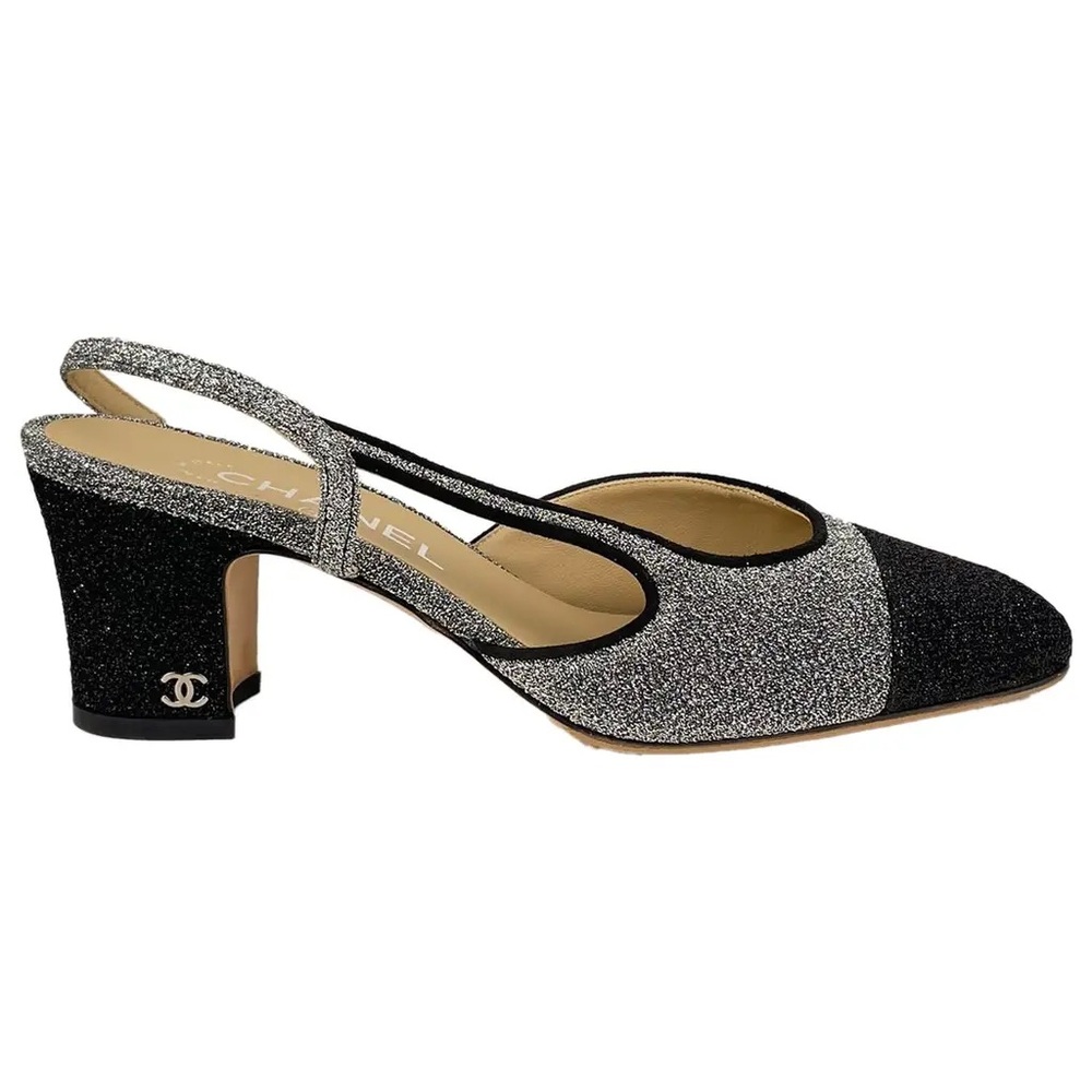 🖤🩶CHANEL glitter sparkly sling backs. Size 7.
